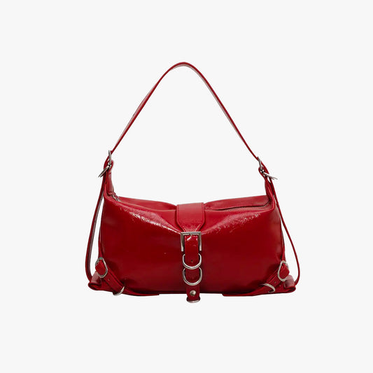 Vintage Red Buckle Shoulder Bag