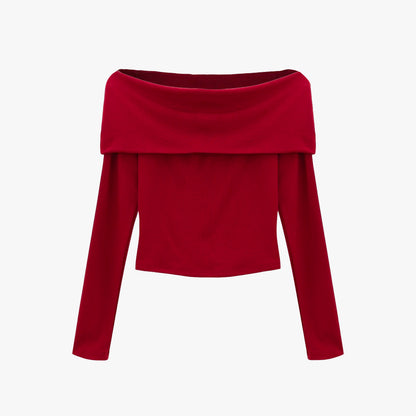 Spicy Cherry Off Shoulder Knit Top