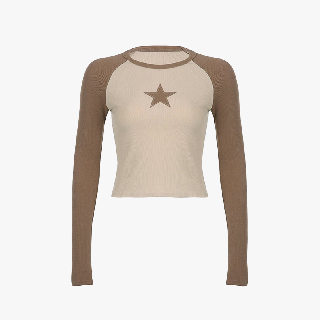 Raglan Sleeve Star Patch Ribbed Top