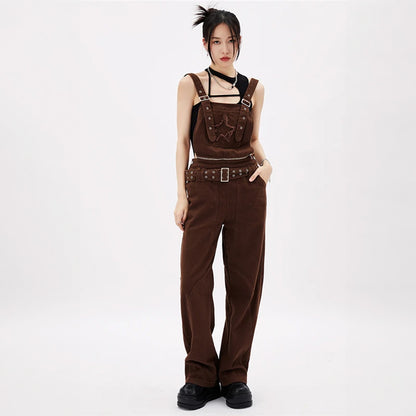 Grunge Star Distressed Oversized Dungarees