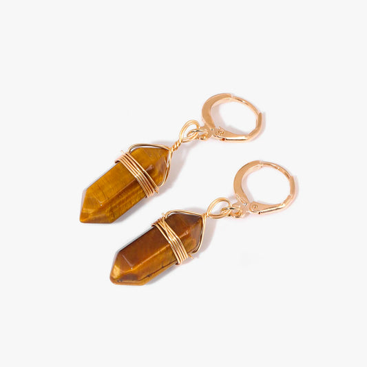 Natural Raw Crystal Copper Earrings