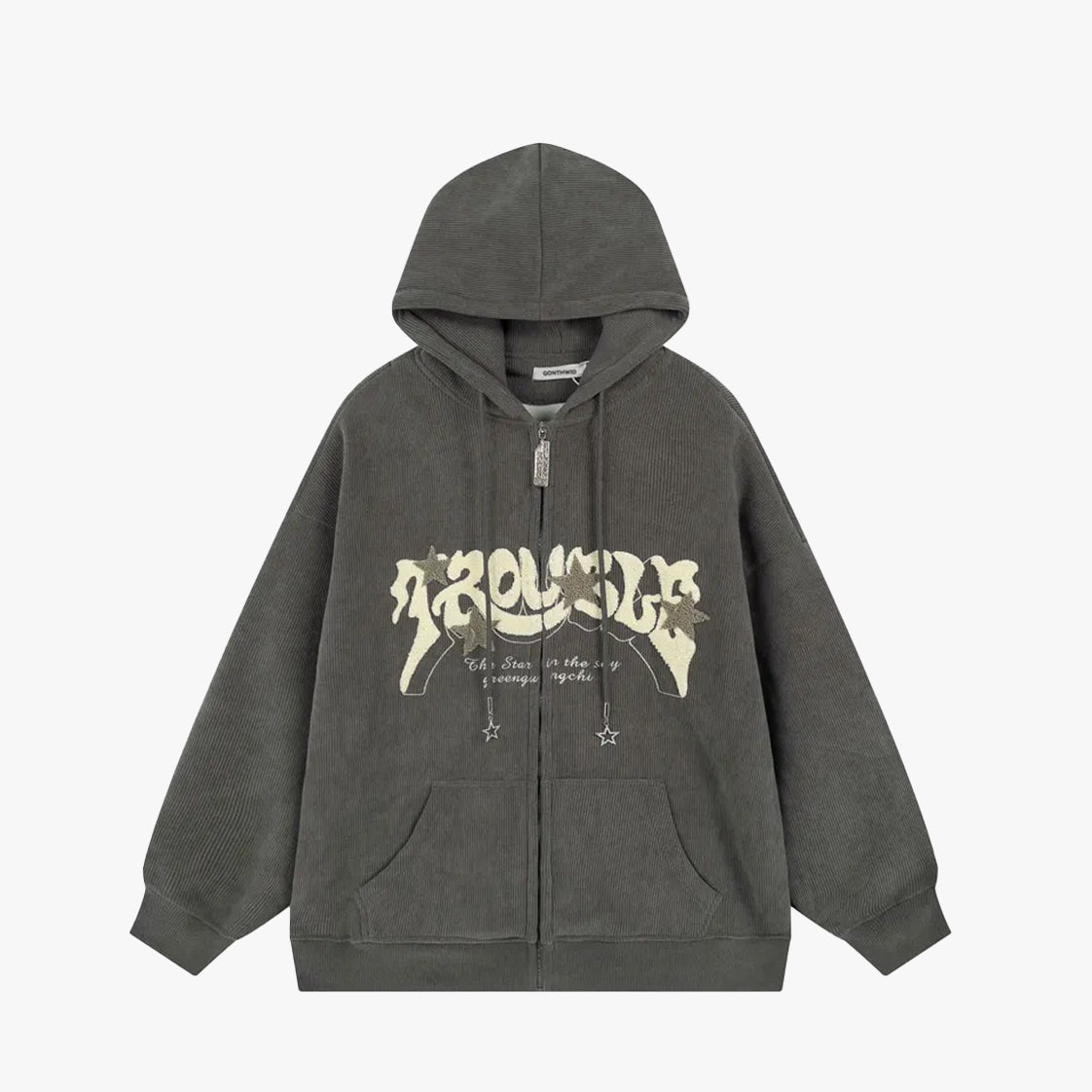 Y2K Trouble Embroidery Oversized Hoodie