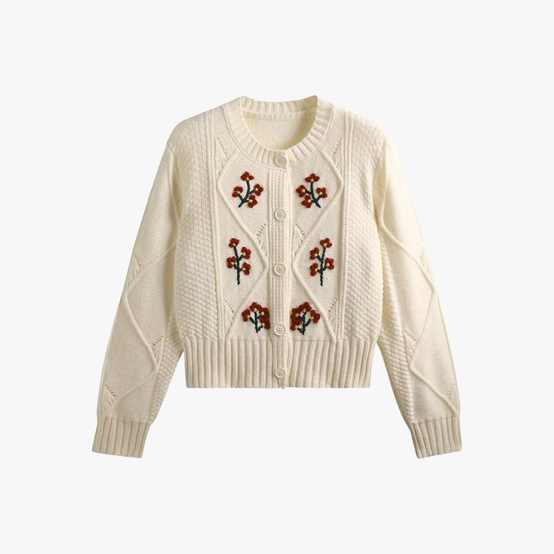 Vintage Floral Knitted Cardigan