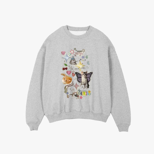 Collage Cat Print Oversized Hoodie