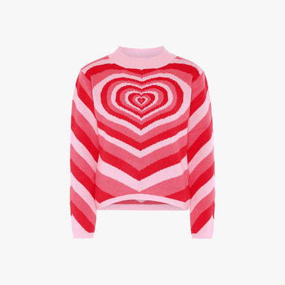 Y2K Colorful Heart Turtleneck Sweater