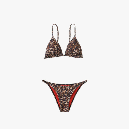Red Leopard Print Bikini Swimsuit