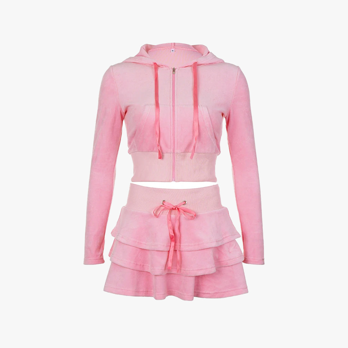 Sweetie Velvet Skirt Tracksuit Set