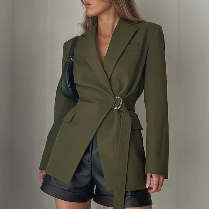 Office Siren Cut-Out Belted Blazer