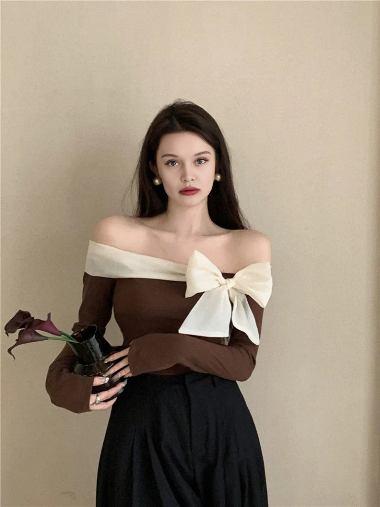 French Bow Off Shoulder Top