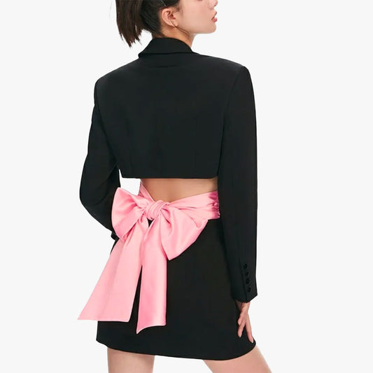 Maxi Bow Backless Blazer Mini Dress